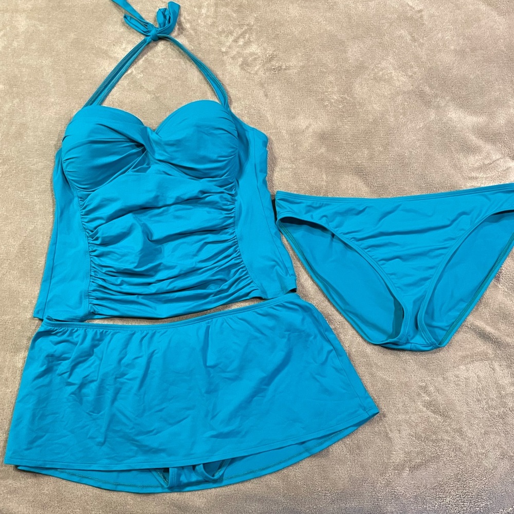 La Blanca Swim Suit 3 Piece Tankini Set Size 14-16